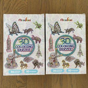 Max Fun 2x10 Pack 3D Coloring Puzzles Set for Kids with 36 Coloring Pen Markers